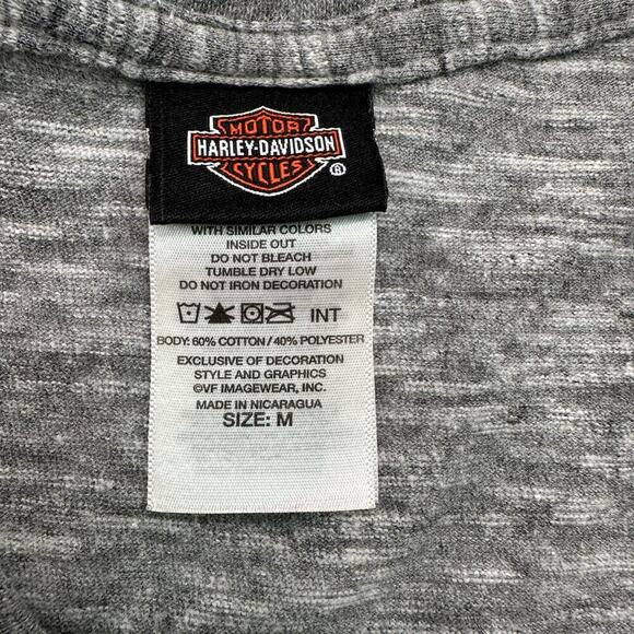 Harley Davidson Babydoll V Neck Fitted Tee in Gray Heather - Picture 4 of 6